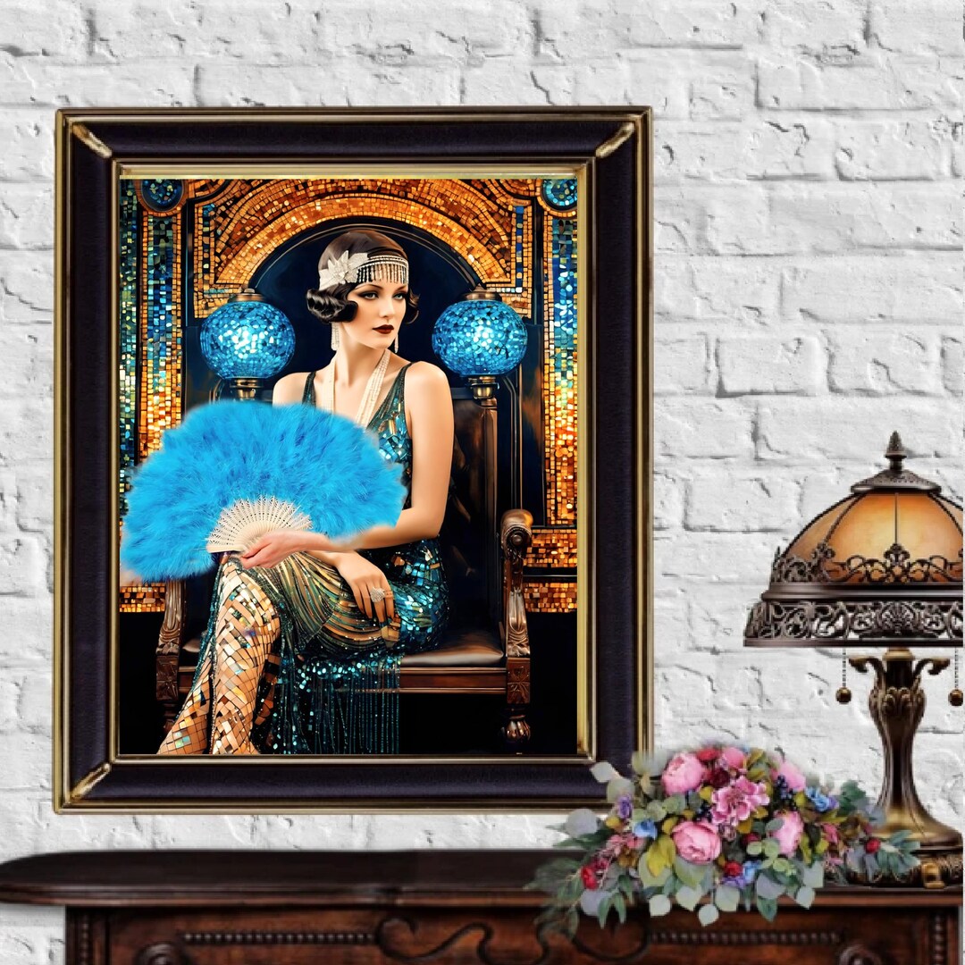 Fan Dancer Art Deco Mosaic Print Flapper Wall Art Painting Print Gatsby ...
