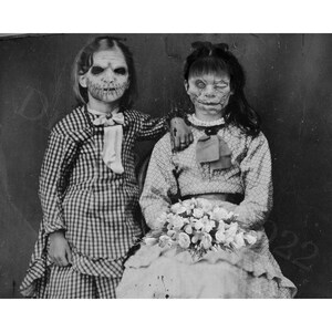 Photo Creepy Girls Children Vintage Printable Altered Art Corpse Ghost Halloween Cabinet Card Girl Download Wall Art Scrapbook Card