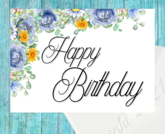 Printable Happy Birthday Greeting Card Instant Download | Etsy