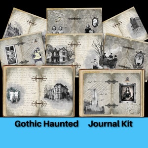 Gothic Printable Junk Journal Haunted House Pages Kit Blank Victorian Collage Junk Journal Lined Paper Supply Digital Download Ephemera