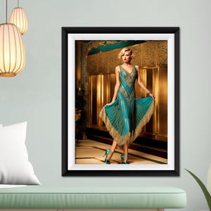 Gatsby Girl Poster Print Art Deco Wall Art Old Hollywood Glamour Gatsby Retro Poster 1920s Flapper Wall Art