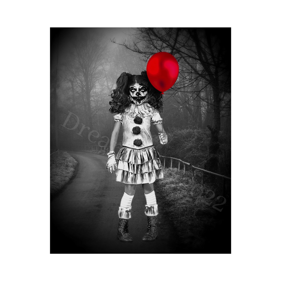 Creepy Photo Haunted Scary Clown Girl Vintage Printable Halloween ...