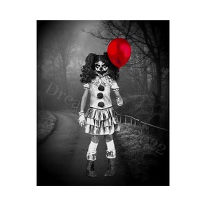 Creepy Photo Haunted Scary Clown Girl Vintage Printable Halloween ...