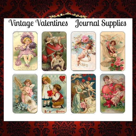 Victorian Valentine Cards Printable Vintage Cupid Angels Bundle