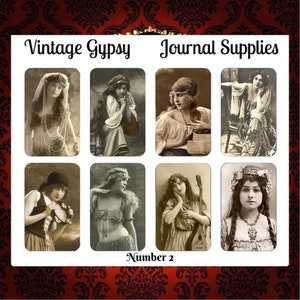 Fotos antiguas Gabinete imprimible Tarjeta postal Boho Gypsy Junk Journal Suministro Imágenes digitales Efímera Papel de imagen antiguo