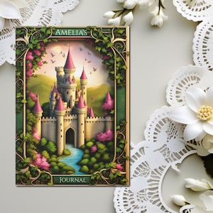 Fairytale Castle Hardcover Journal Personalized Dream Diary Girls Notebook Princess Camelot Theme Keepsake Journal