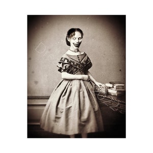 Creepy Photo Vintage Demon Girl Portrait Horror Printable Old Victorian Wall Art Halloween Child Instant Download Ephemera Scrapbook Card