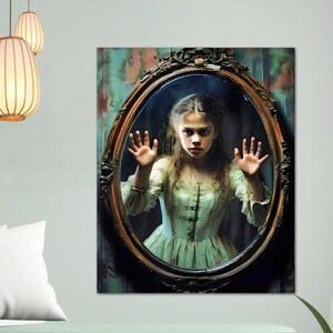Fine Art Haunted Painting Print Victorian Dark Academia Canvas Ghost Trapped Wall Art Decor Dark Moody Gothic Large Size Framed Canvas