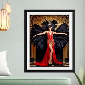 Lady In Red Wall Art Print Zeigfeld Girl Art Deco Poster Flapper Poster Gatsby Girl Art Print Poster Portrait 1920s Style Woman Home Decor