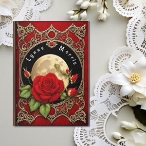 Journal Personalized Custom Hardcover Gothic Faux Red Velvet Moon Witchy Notebook Manifestation Book Of Shadows Spell Book Dark Academia