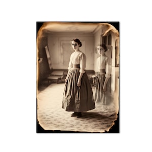 Ghost Photo Vintage Girl Creepy Floating Portrait Horror Printable Old Photo Victorian Wall Art Halloween Digital Print Download Ephemera