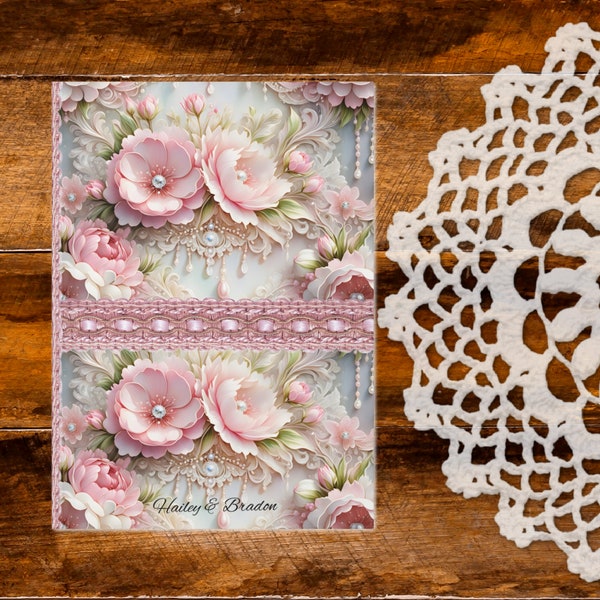 Romantic Victorian Style Wedding Dream Prayer Journal Personalized Custom Book Hardcover Notebook Gift