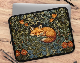 Fox Laptop Case Art Nouveau William Morris Inspired Cottagecore Forestcore Sleeve 13 15 17 Inches Ipad Air Macbook