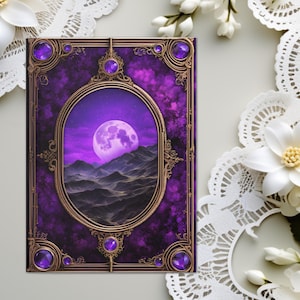 Purple Moon Black Witchy Journal Hardcover Dream Notebook Book Of Shadows Manifestation Spell Book Occult Dark Tarot Academia