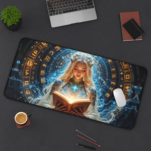 Tapete de mesa de bruxa, mouse pad mágico, decoração de escritório, grande, jogo, celestial, mouse pad escuro, cottagecore, bruxa