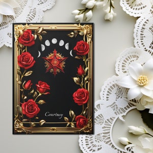 Blood Moon Hardcover Personalized Journal Witchy Notebook Gothic Roses Manifestation Book Of Shadows Spell Book Custom Dark Academia