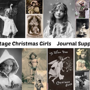 Vintage Christmas Cabinet Cards Photos Printable Victorian Collage Junk Journal Supply Digital Images Ephemera Antique Picture Paper