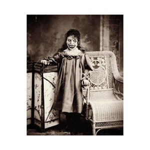 Creepy Demon Girl Photo Vintage Portrait Horror Printable Old Victorian Wall Art Halloween Child Instant Download Ephemera Scrapbook Card