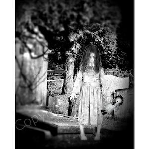 Girl Ghost Doll Victorian Printable Photo Horror Graveyard Art Photo Halloween Creepy Weird Scary Child Instant Download Ephemera