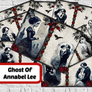 Edgar Allan Poe Gothic Junk Journal Druckbare Seiten Geist Von Annabel Lee Liebe Viktorianisches Liniertes Papier Kit Versorgung Digitaler Download Ephemera
