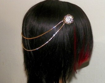 Art Deco Headpiece Wedding Gold Rhinestone Pearls Vintage 20s Bridal Gatsby Chains Renaissiance Vintage Style Jewelry Boho Hair Floaters
