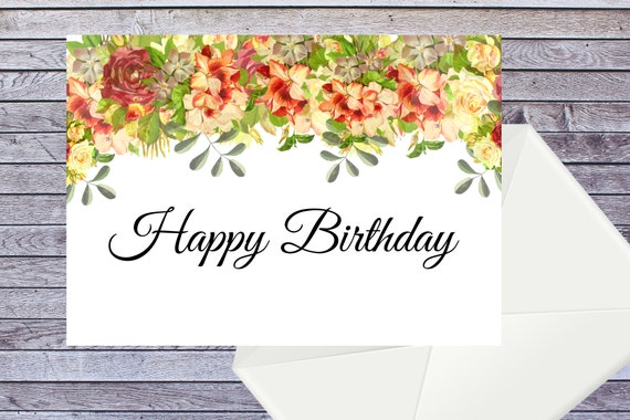 Card Greeting Happy Birthday Printable Birthday Instant - Etsy