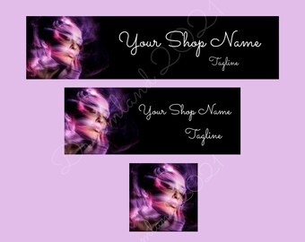 Branding Kit Etsy Banner Cover Minimalistic Icon Personalized Custom Purple Deco Style Facebook Shop Avatar Set Professional Design