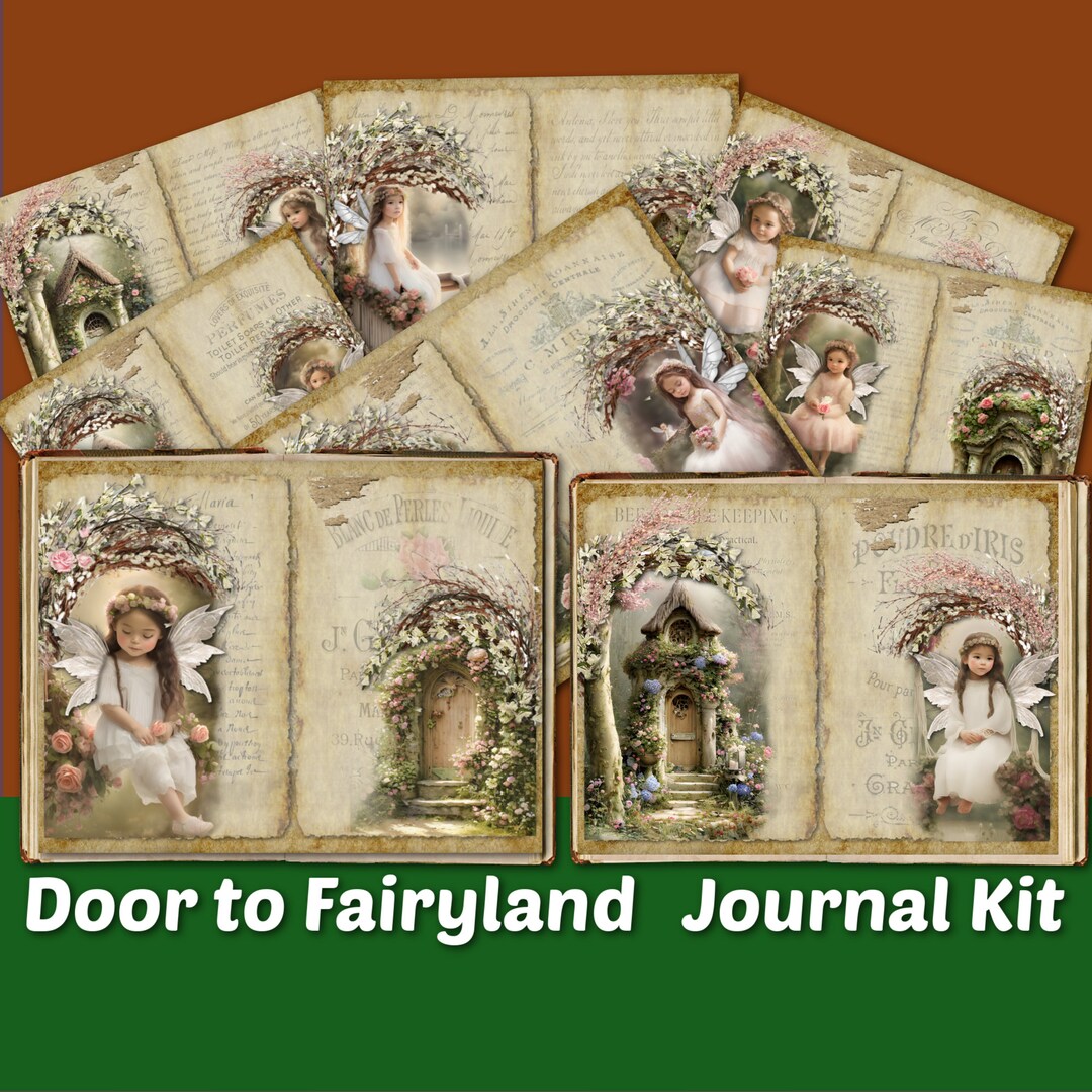 Fairyland Junk Journal Printable Kit Woodland Fairy Doors Lined Shabby ...