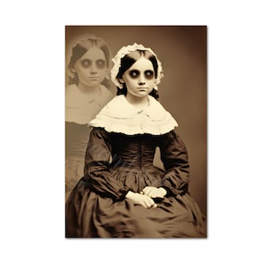 Girl Ghost Victorian Horror Printable Photo Halloween Creepy Cabinet Card Scary Child Instant Download Ephemera