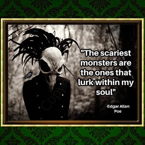 Poe Quote Printable Wall Art Scariest Monsters Halloween Digital Print Download Edgar Allan Poe Poem