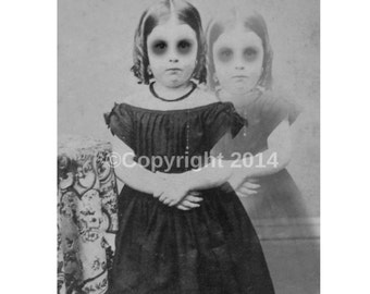 Ghost Girl Photo Victorian Vintage Altered Art Halloween CreepyCabniet Card Girl Children Instant Download Ephemera Scrapbook Card