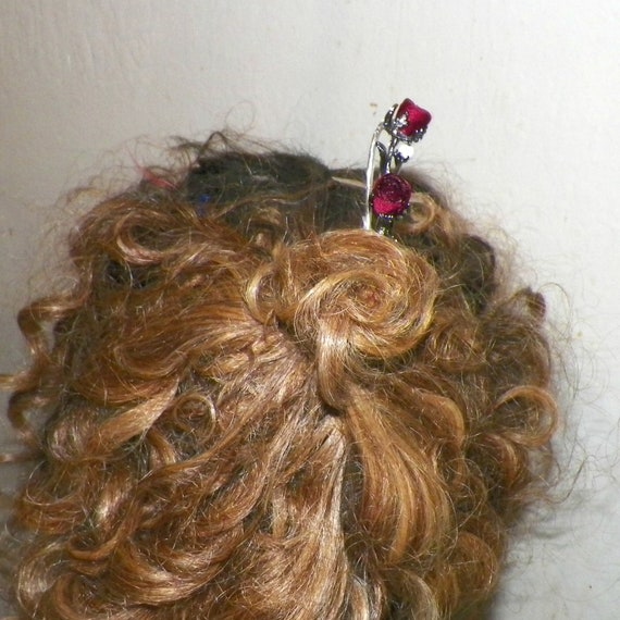 Red Rose Shawl Pin Victorian Gothic Hair Stick Forks Vintage Etsy