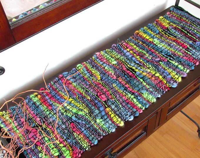 Handwoven Table Runner Modern Colorful Woven Wool Sofa Table Etsy