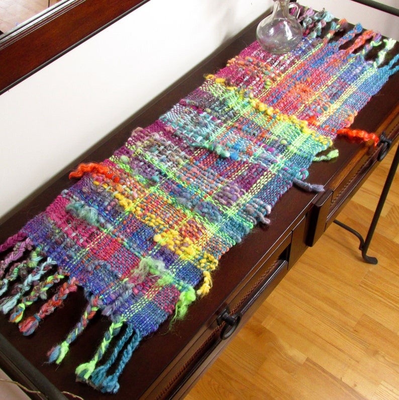 Handwoven Table Runner Modern Colorful Striped Woven Table Mat Tapestry