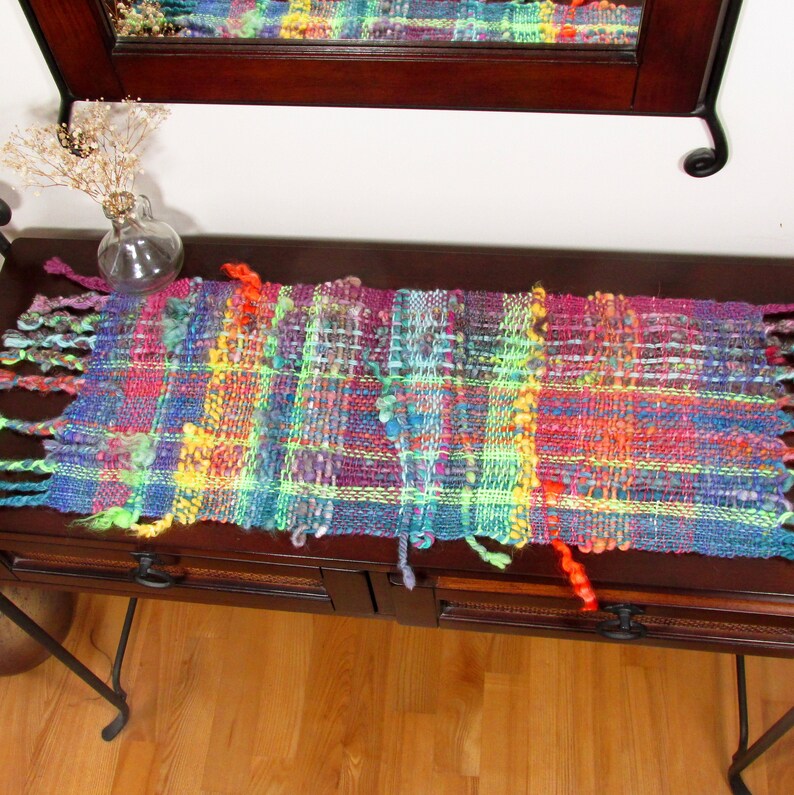 Handwoven Table Runner Modern Colorful Striped Woven Table Mat Tapestry