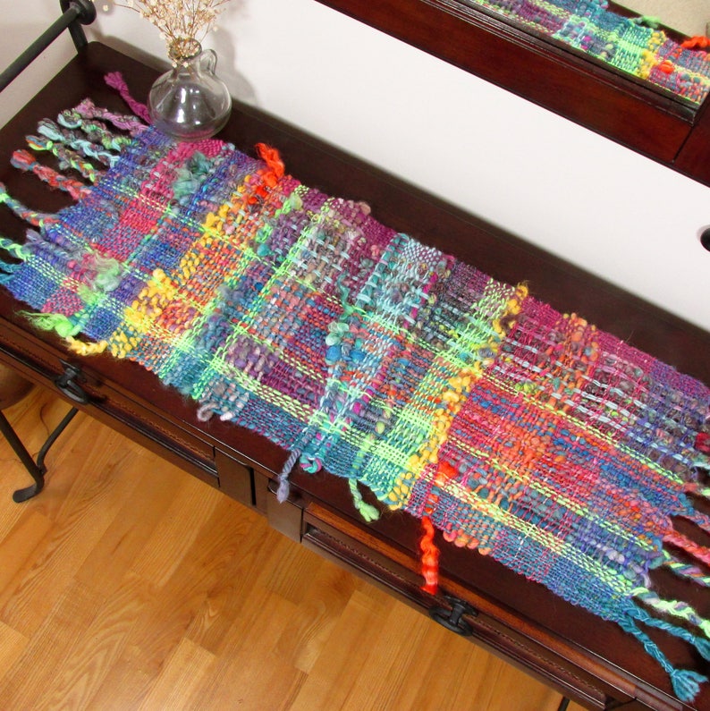 Handwoven Table Runner Modern Colorful Striped Woven Table Mat Tapestry
