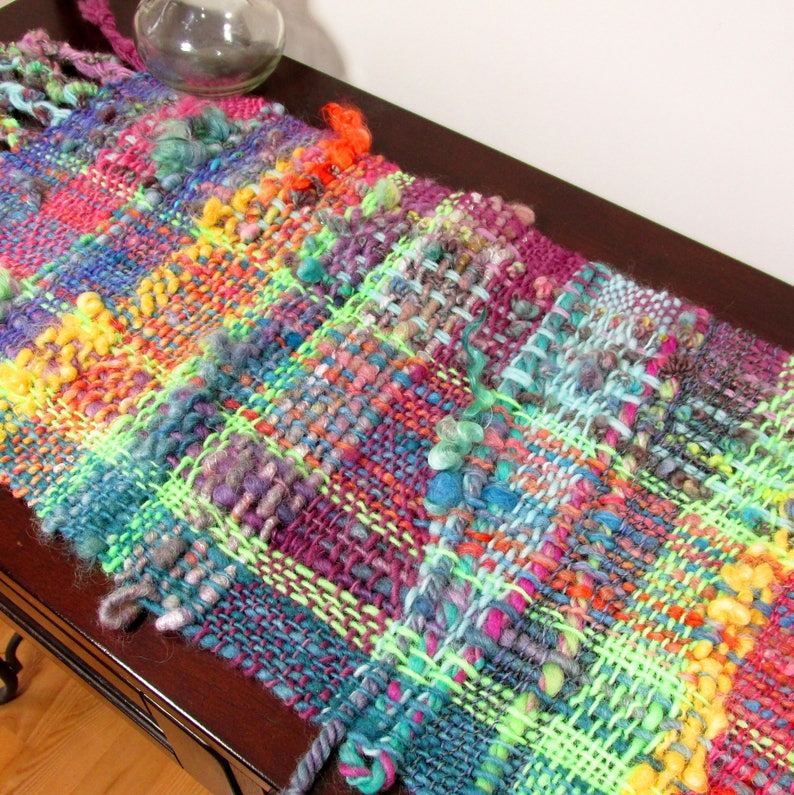 Handwoven Table Runner Modern Colorful Striped Woven Table Mat Tapestry