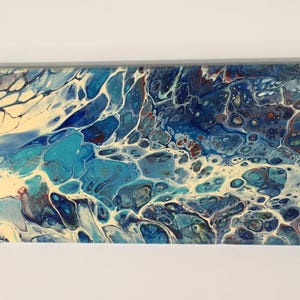 The Ocean . Original Fine Art 6x 12 . Colorful Abstract art on Canvas. Acrylic Painting.Fluid Art Acrylic. image 2