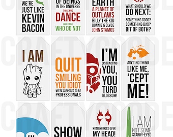Guardians of the Galaxy Vol. 1 & 2 Quote Gift Tags | Printable | Typography