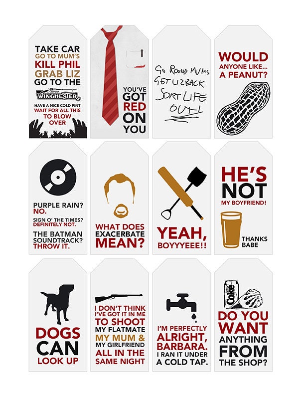 Shaun of the Dead Quote Gift Tags Printable Typography - Etsy