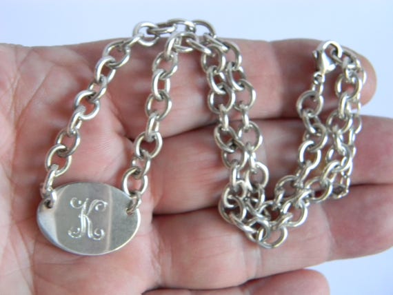 Sterling Silver Initial K Necklace, Oval Pendant,… - image 8