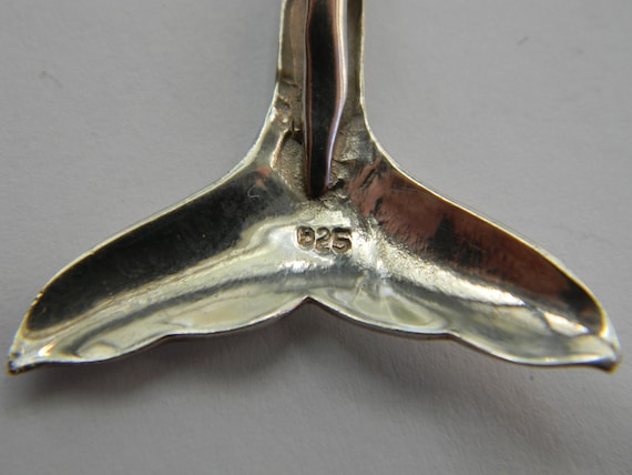 Vintage 925 Solid Sterling Silver Medium Whale Ta… - image 3