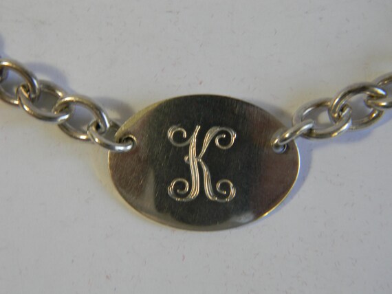 Sterling Silver Initial K Necklace, Oval Pendant,… - image 3