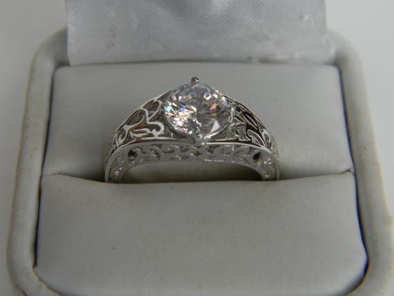 Vanna K Sterling Silver Cubic Zirconia Engagement Ring - Size 9