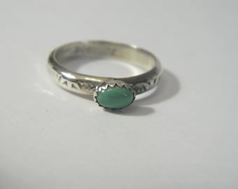 Vintage Southwestern Native American-stijl ovale groen turkoois ringmaat 6,5 sterlingzilver