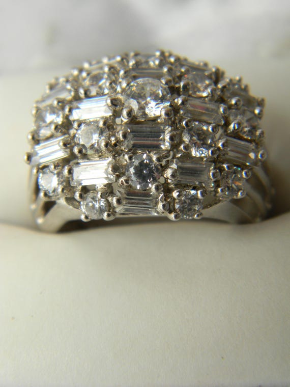 David Sigal Sterling Silver Cubic Zirconia Dome Ring Size