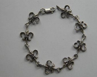 Adjustable Wrap Fleur-de-lis Cuff Bracelet Sterling Silver