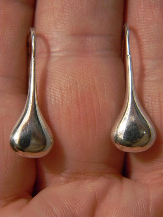 Puffy Teardrop Dangle Earrings Solid 925 Sterling… - image 3