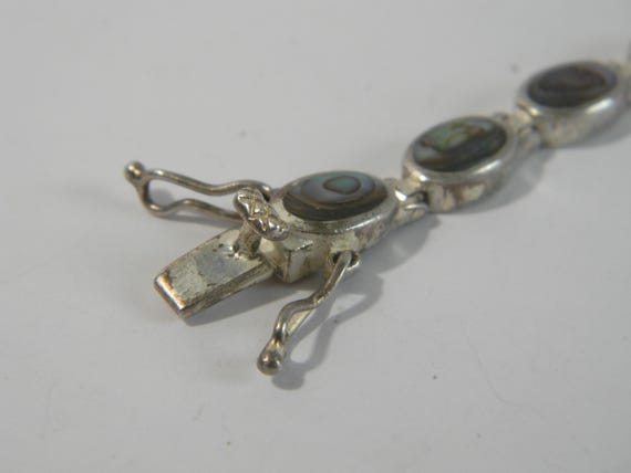 Abalone Shell Solid Sterling Silver, Oval Link Br… - image 5