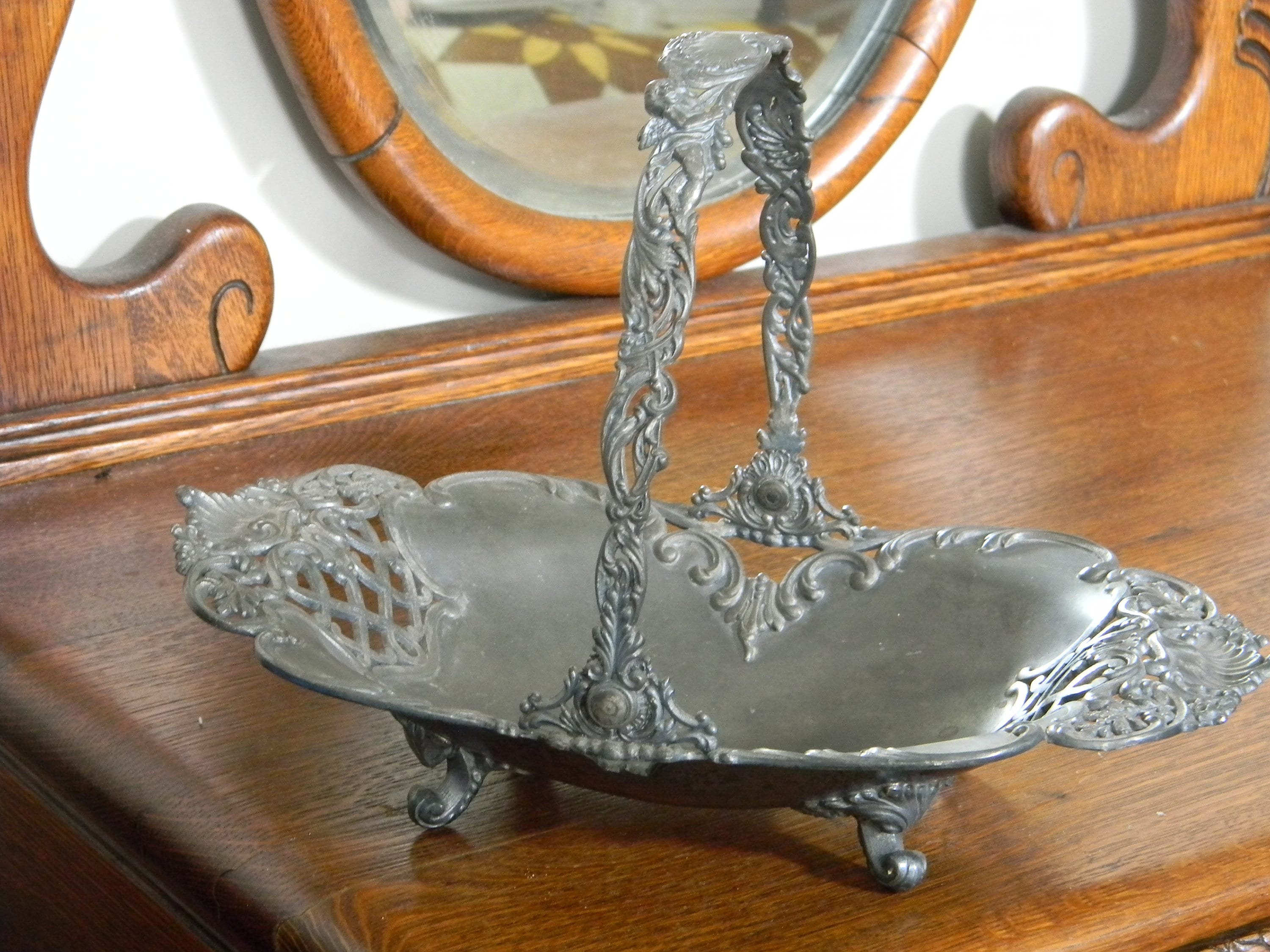 Eureka Silver Co Quadruple Plate Ornate Victorian Bride's Basket